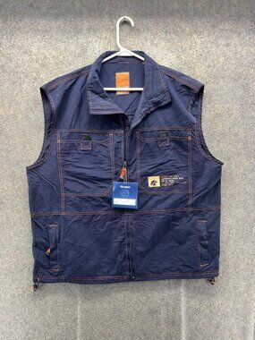 Vintage Clench Vest Men XL Blue VT-2130 Full Zip Denim Lightweight Streetwear